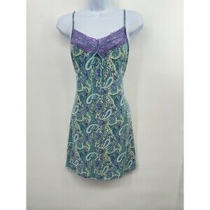 Secret Treasure Sleepwear Slip Dress Womens Size Medium M Floral blue lace prett